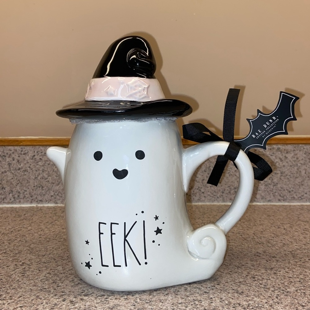NWT Rae Dunn EEK! Halloween Ghost With Witch Hat Mug